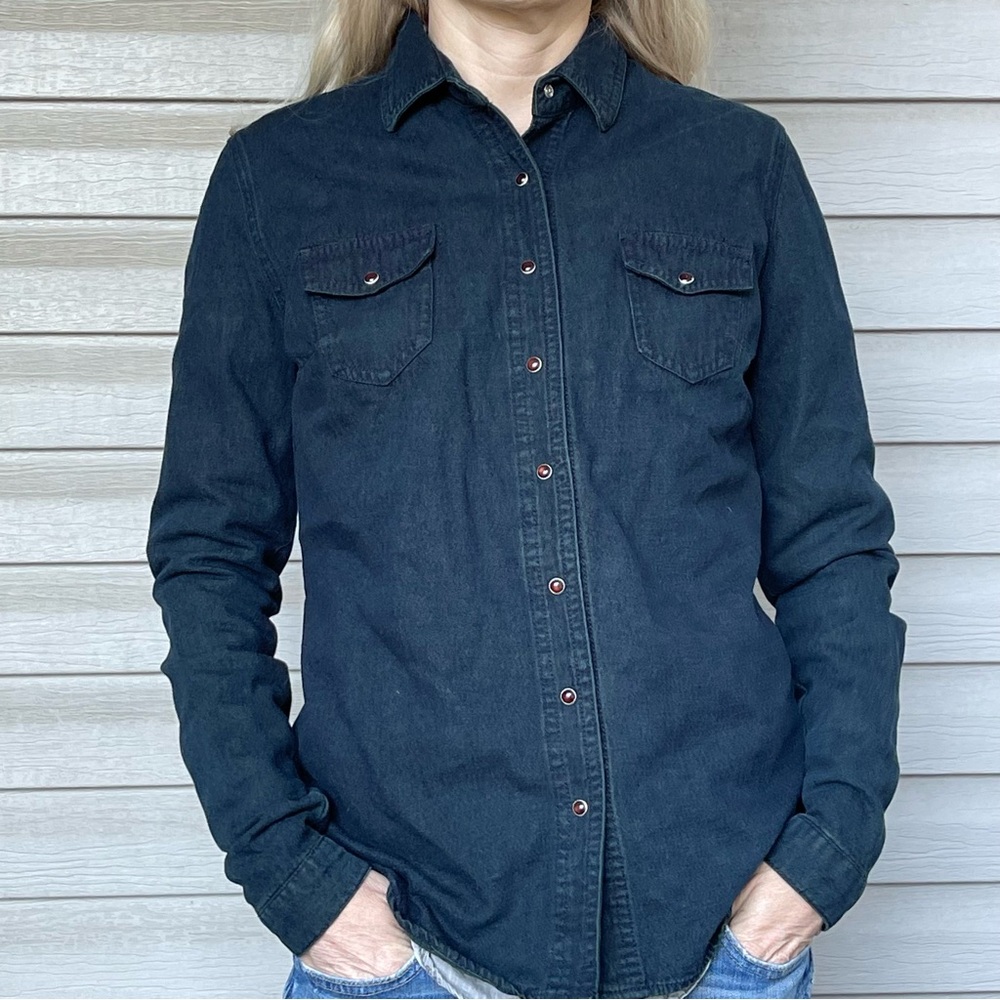 Red Tulips Snap Down Cotton Denim Shirt or Jacket